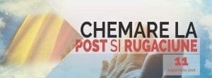 Chemare la post și rugăciune pentru Referendum